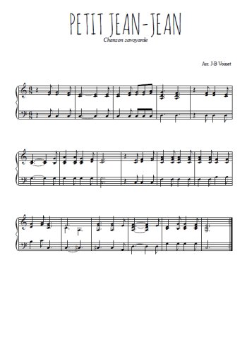 Téléchargez l'arrangement pour piano de la partition de Petit Jean-Jean en PDF